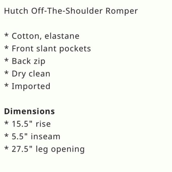 NWT Anthro Hutch Off the Shoulder Romper - Picture 4 of 6